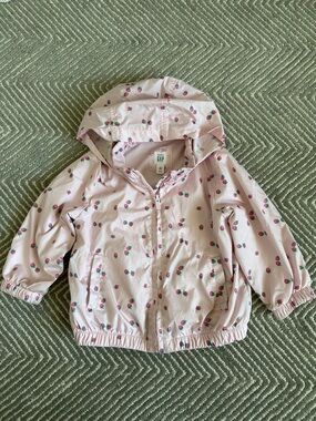 GAP Pink Strawberry Print Windbreaker Jacket